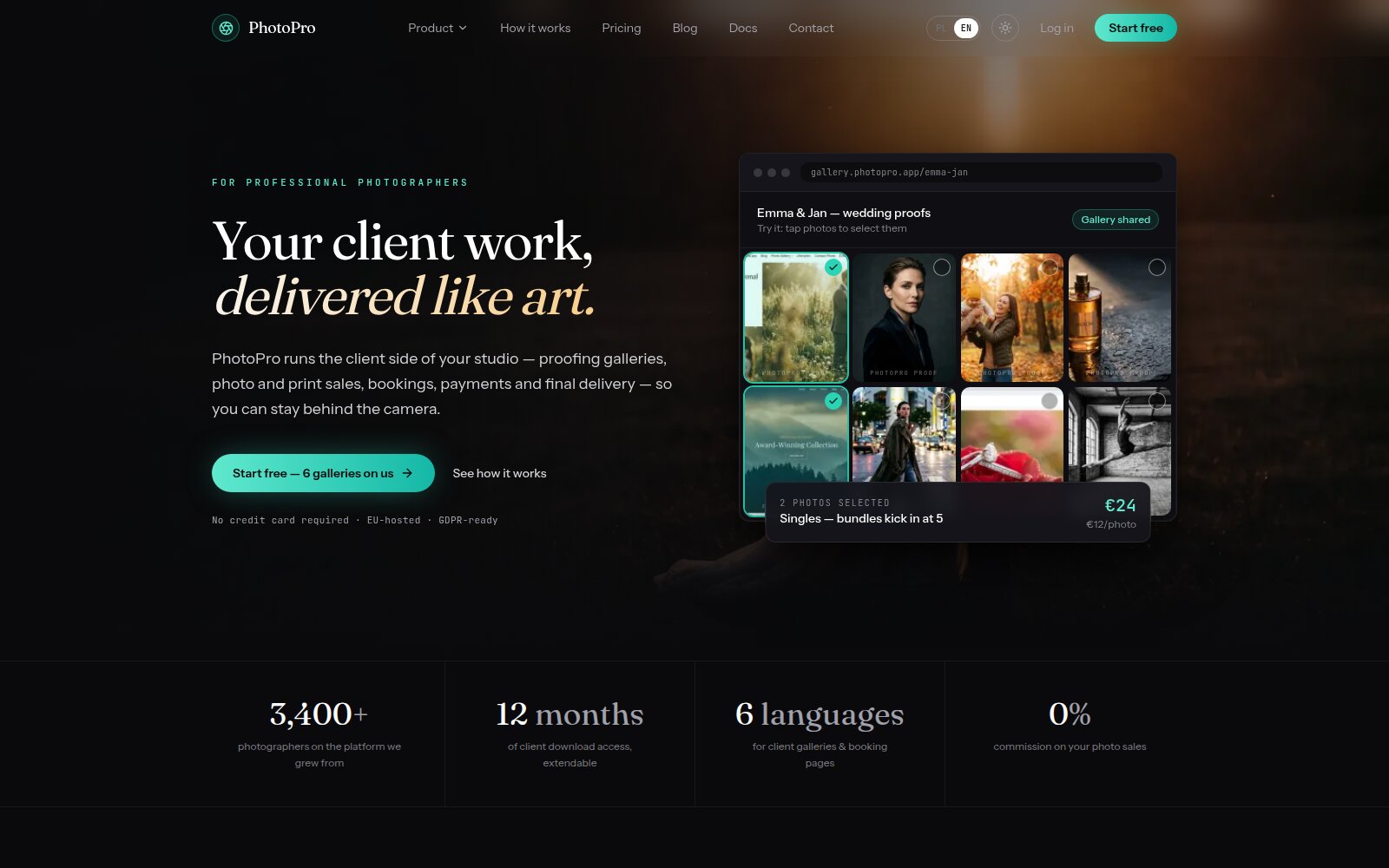 The PhotoPro front page