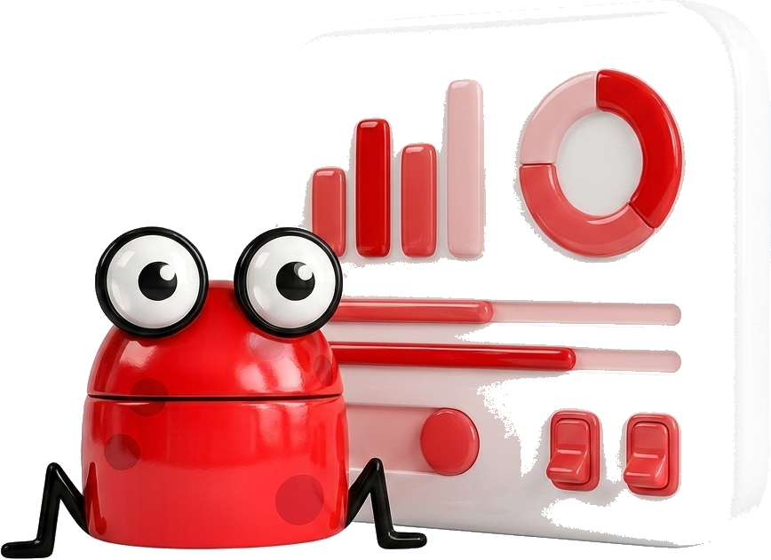 The frog in front of an application dashboard